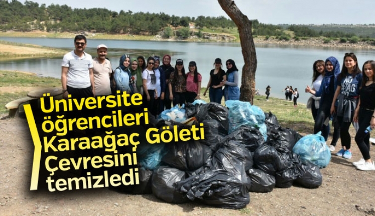 Uşak'ta üniversite öğrencileri Karaağaç Göleti çevresinde temizlik yaptı