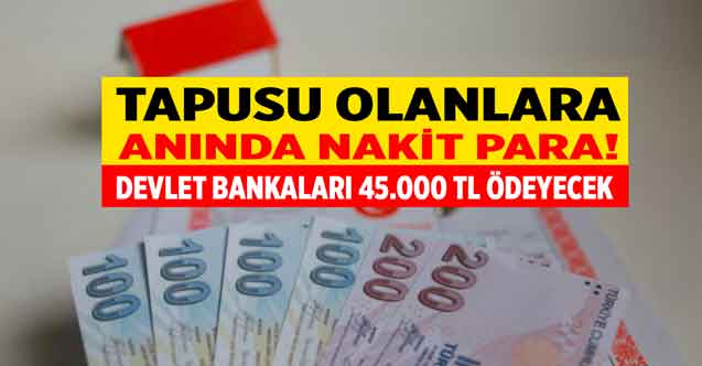 Tapusu olanın cebi para dolacak! Tapusunu getirene o şartla Ziraat Bankası ve Vakıfbank 45.000 TL nakit para ödeyecek