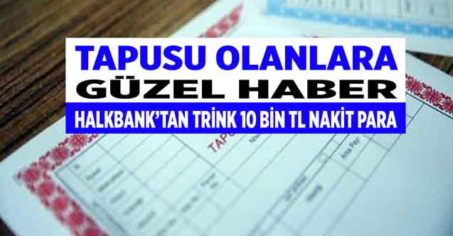 Tapulu evi, arsası olanlara duyuruldu! Tapusunu Halkbank'a getirene 10.000 TL trink para ödenecek