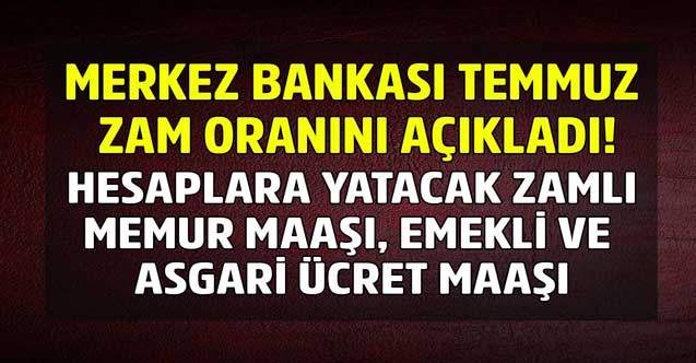 Temmuz zammı Merkez Bankası rakamı verdi! Memur maaşı asgari ücret 4A 4B 4C SKK Bağkur emekli maaş zam hesaplaması