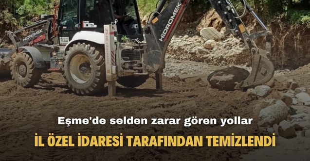 İl Özel İdaresi Eşme’de selden zarar gören yolları temizledi