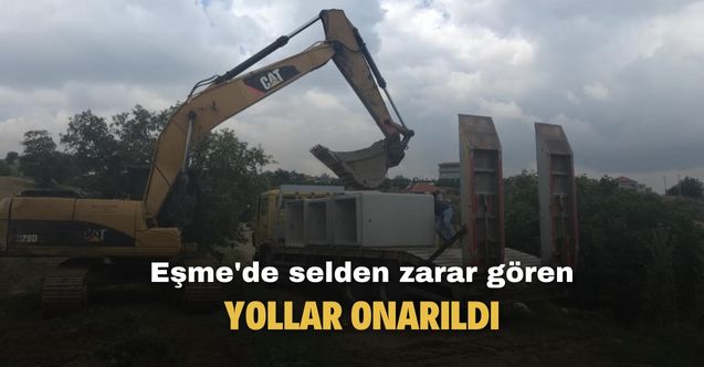 Eşme'de selin zarar verdiği yollar onarıldı