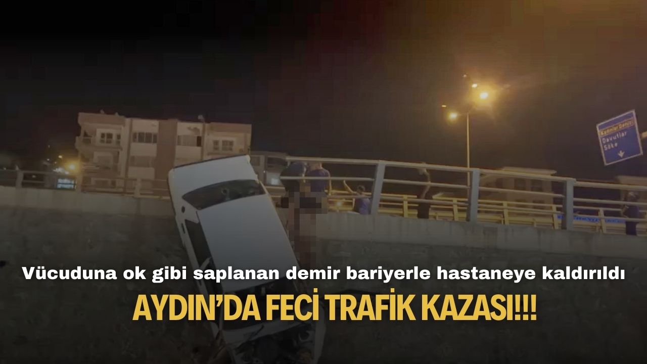 Aydın'da feci kaza! Şoför vücuduna ok gibi saplanan demir bariyerle hastaneye kaldırıldı