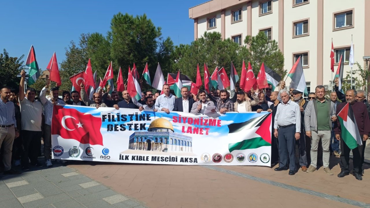 Manisa Turgutlu'da Filistin'e destek yürüyüşü düzenlendi