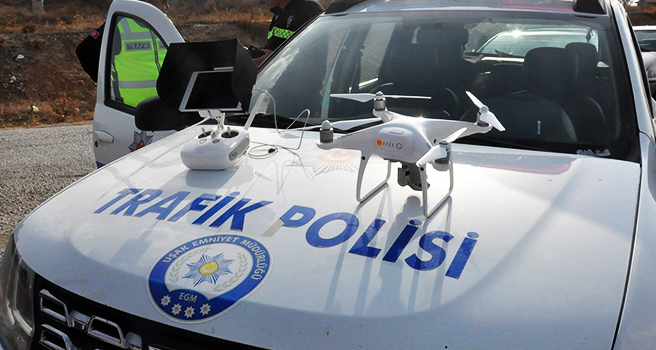 Uşak'ta 'Drone'lu Trafik Denetimi