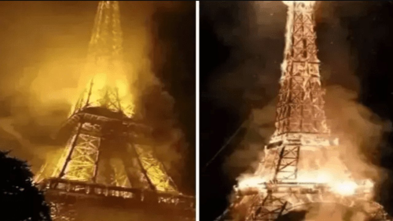 Eyfel Kulesi yandı mı? Paris Eyfel Kulesi yangın son hali