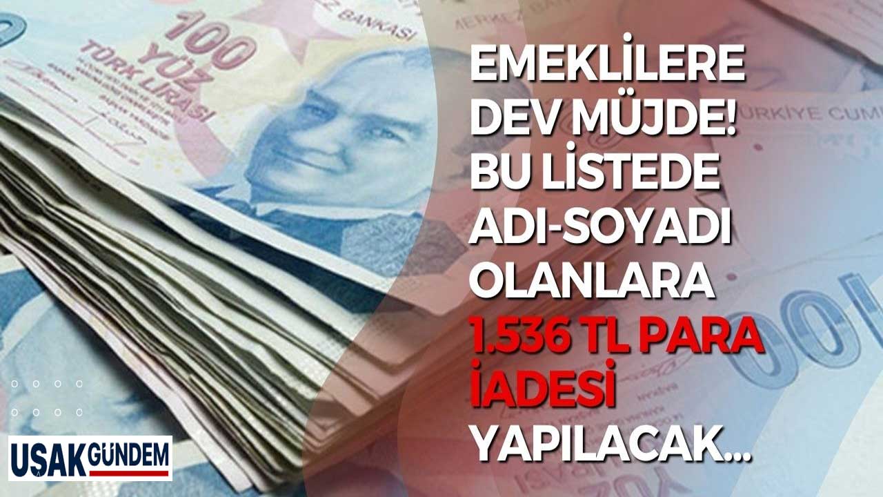 4A 4B 4C istisnasız tüm emeklilere geriye dönük 5 senelik 1.536 TL para iadesi yolu açıldı!