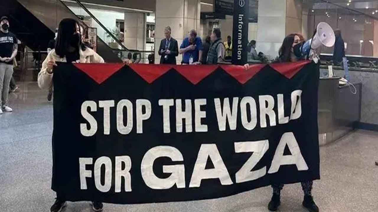 ABD San Francisco Uluslararası Havalimanı'nda Gazze protestosu