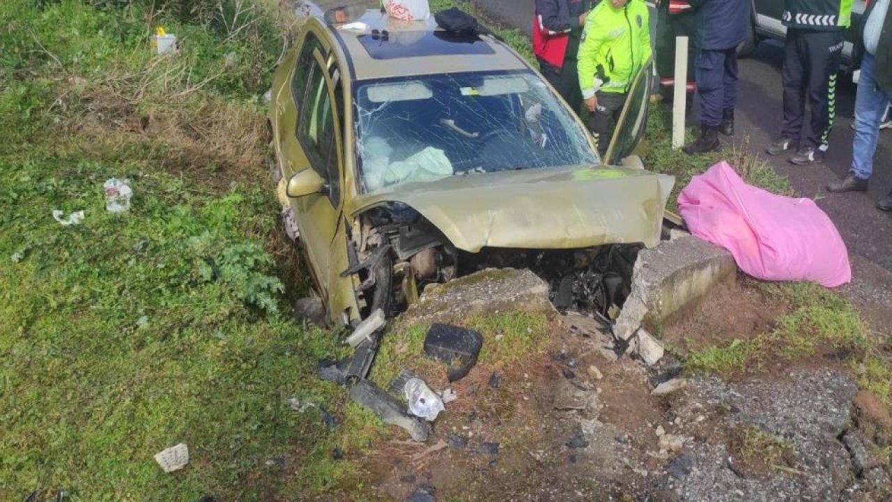 Manisa’da otomobilin menfeze çarptığı kazada 2 kişi ağır yaralandı