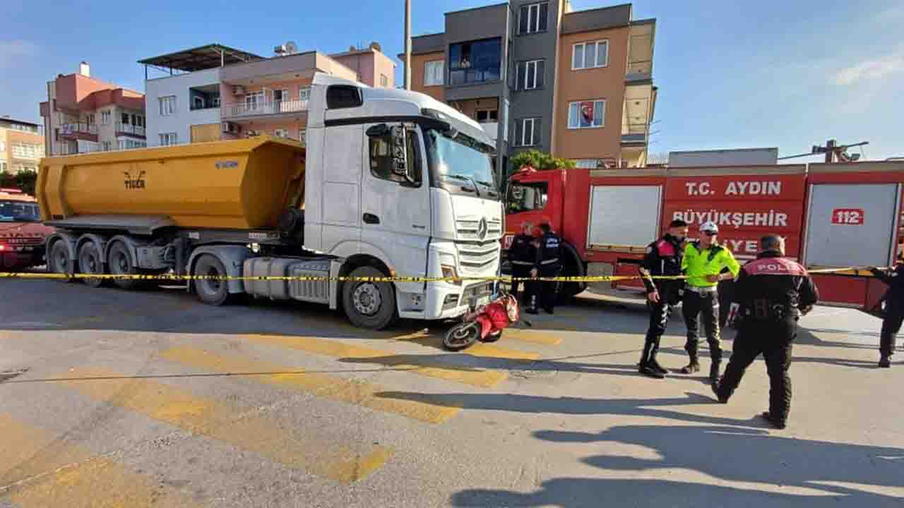 Aydın'da kamyonun altında kalan motosiklet sürücüsü can verdi