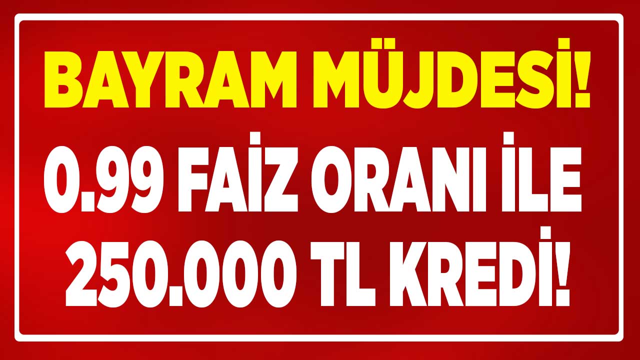 Ayakları yerden kesecek BAYRAM MÜJDESİ! 0.99 faiz oranı ile 250.000 TL kredi kampanyası