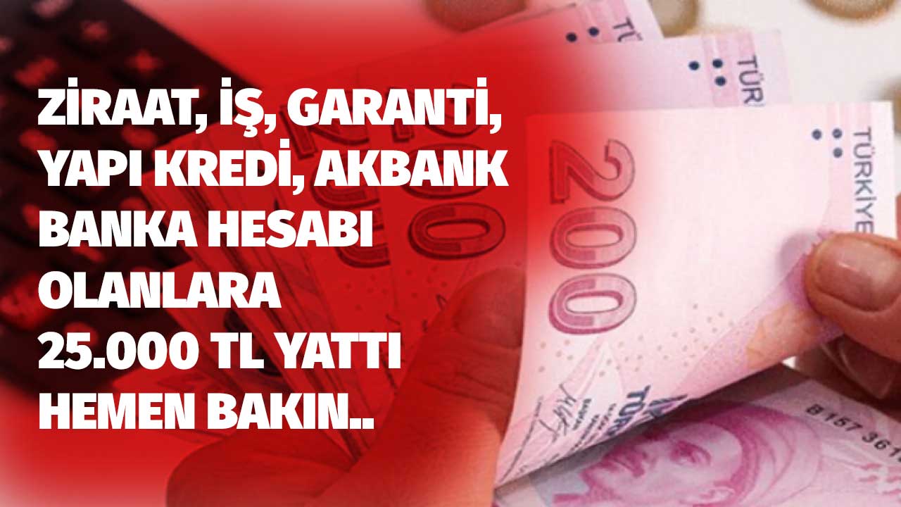 Ziraat Bankası Akbank Garanti BBVA İş Yapı Kredi! Banka hesabı olanlara 25.000 TL yattı hemen bakın