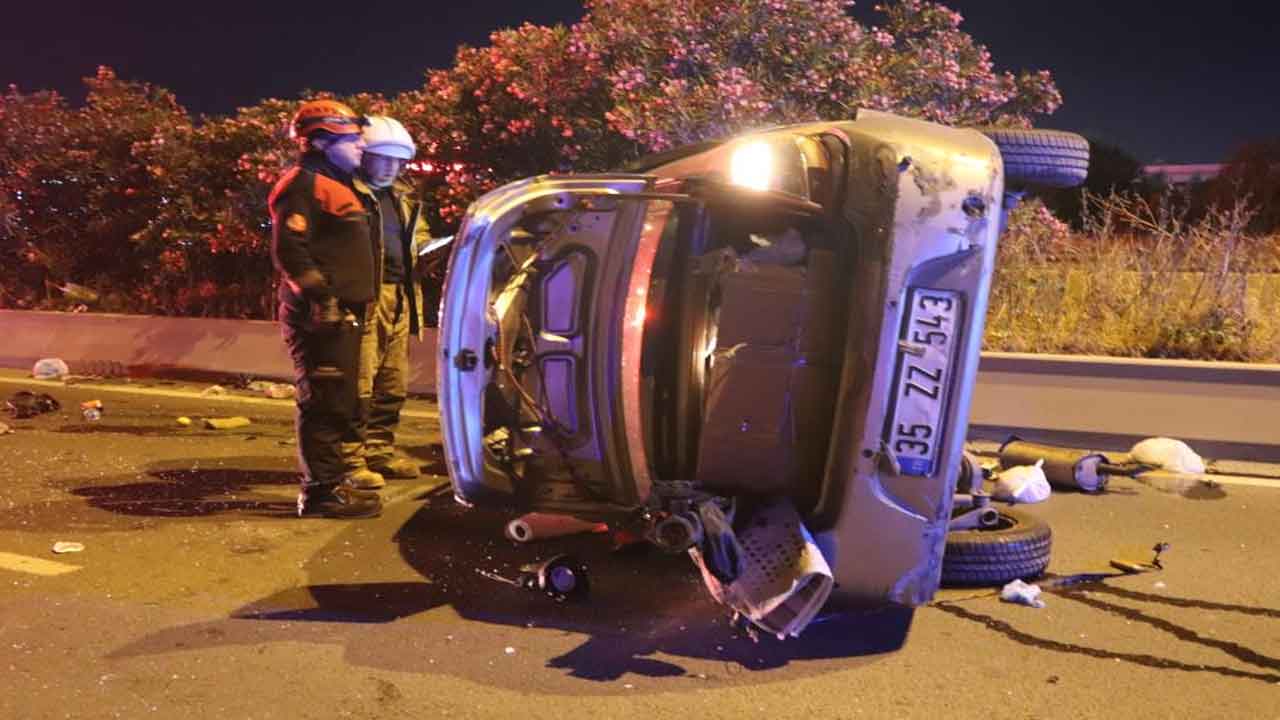 İzmir'de kontrolden çıkan araç takla attı sürücü ağır yaralı