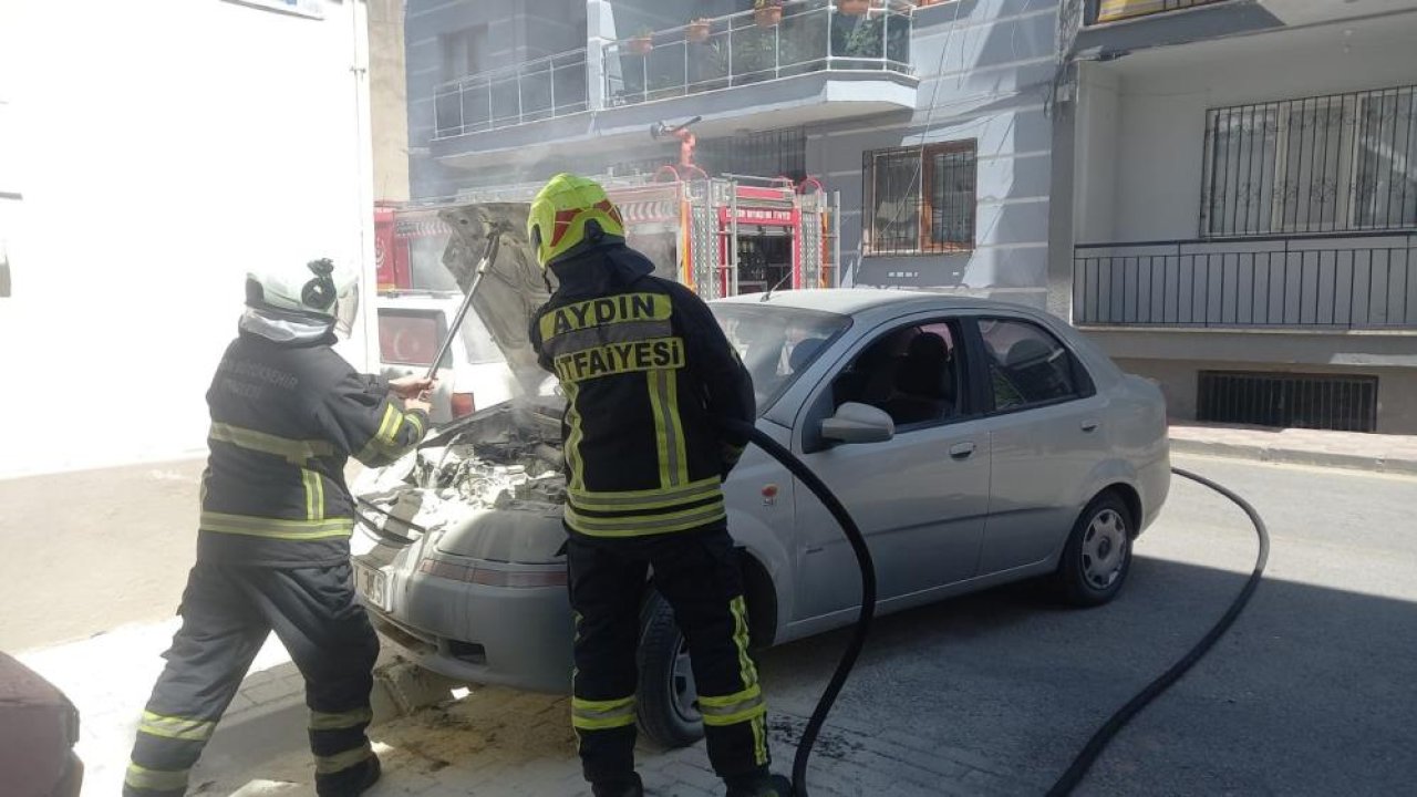 Aydın’da sürücü park halindeki aracın kontağını çevirince yangın çıktı