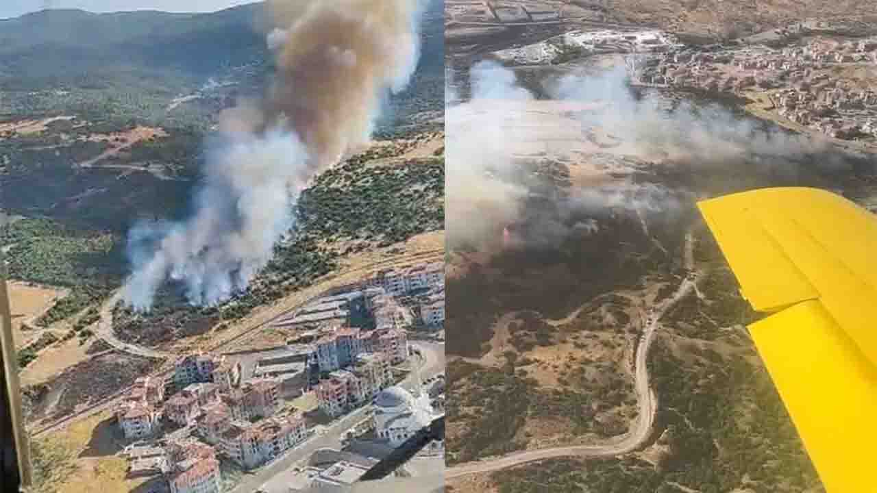 Manisa'da orman yangınına karadan ve havadan müdahale ediliyor