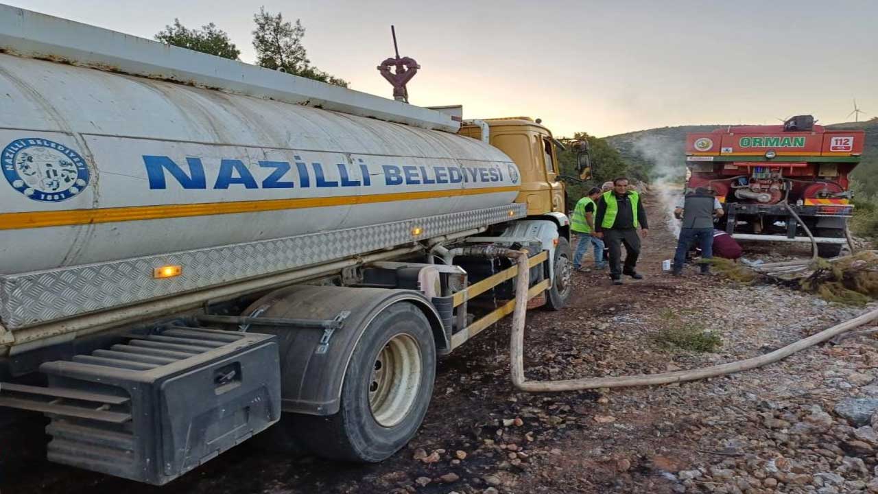Aydın Nazilli Belediyesi'nden Kuşadası yangın söndürme çalışmalarına destek