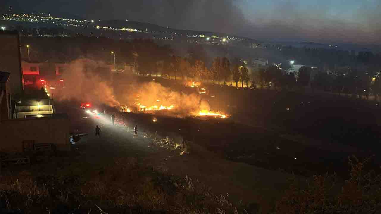 İzmir'de otluk yangını yerleşim yerlerine ulaşmadan söndürüldü