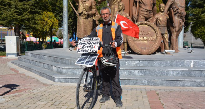 Orhan Koltuk "253 bin şehit için" Çanakkale'ye pedal çeviriyor