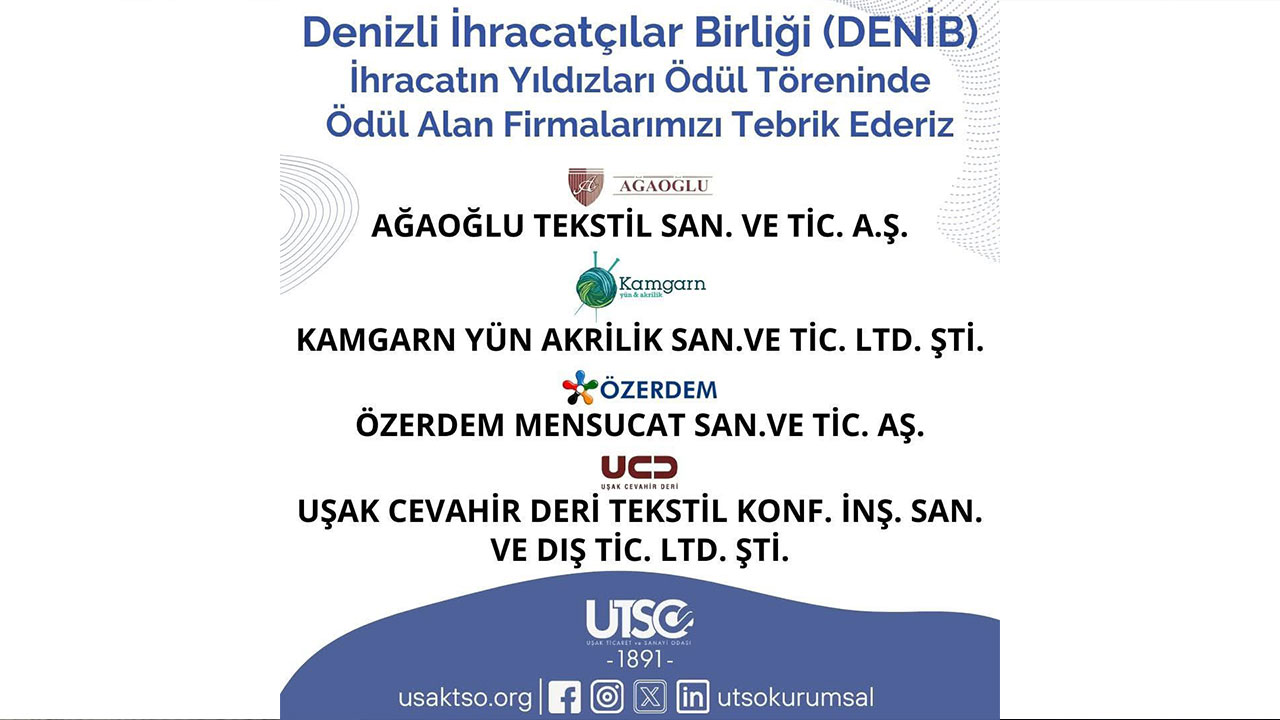 DENİB ödüllerinde Uşak firmaları sahnedeydi