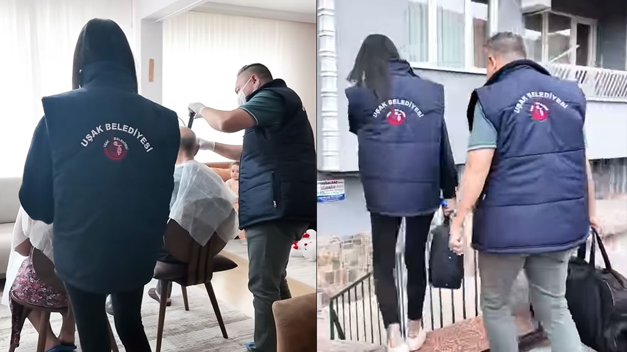 Uşak Belediyesi’nden Sosyal Belediyeciliğin en güzel örneği evde berber hizmeti