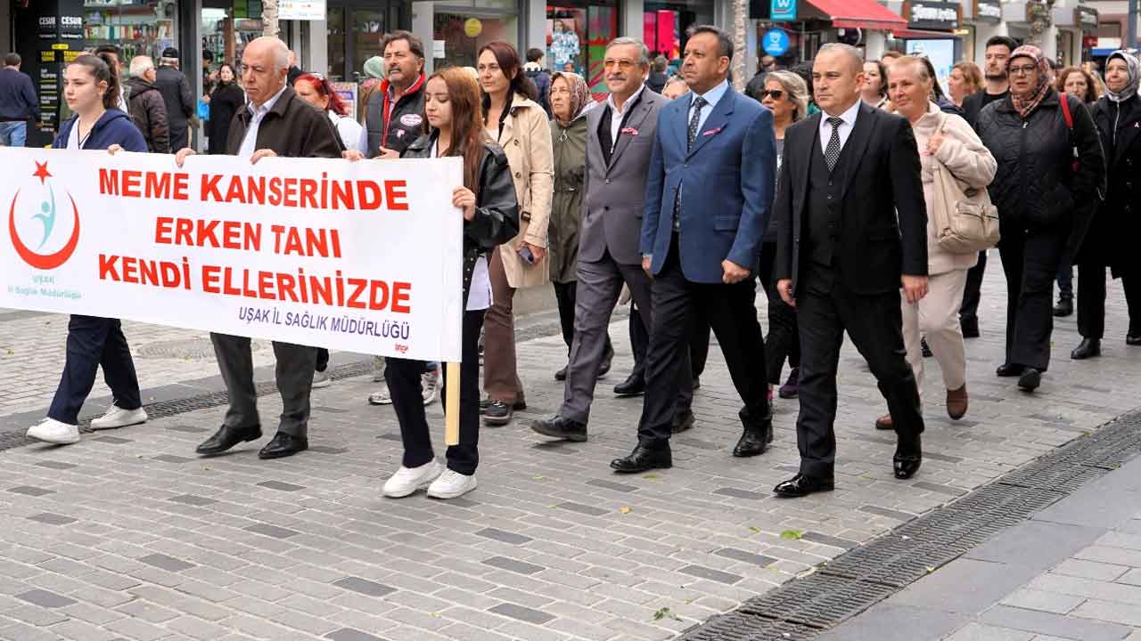 Uşak'ta meme kanserine dikkat çekmek amacıyla yürüyüş düzenlendi