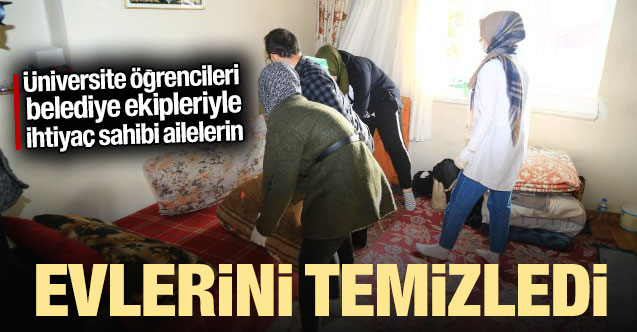 Üniversite öğrencileri ihtiyaç sahibi ailelerin evlerini temizliyor