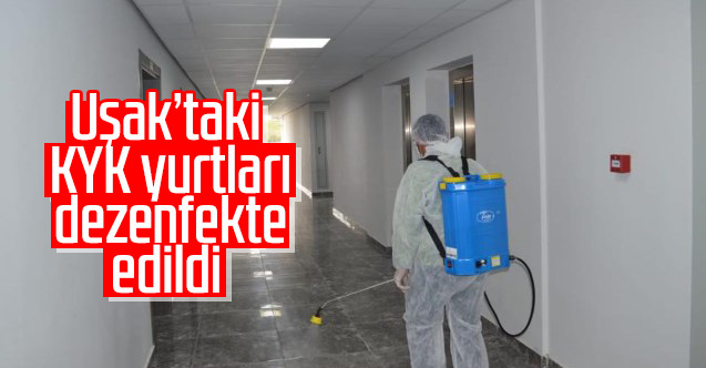 Uşak’taki KYK yurtları dezenfekte edildi