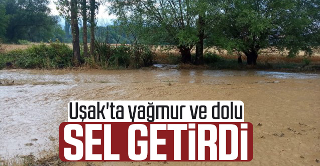 Uşak'ta yağmur ve dolu sel getirdi