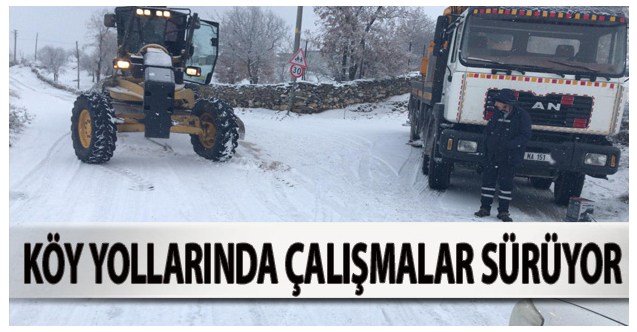 Uşak'ta kar yağışının etkili olduğu köy yollarında çalışmalar sürüyor