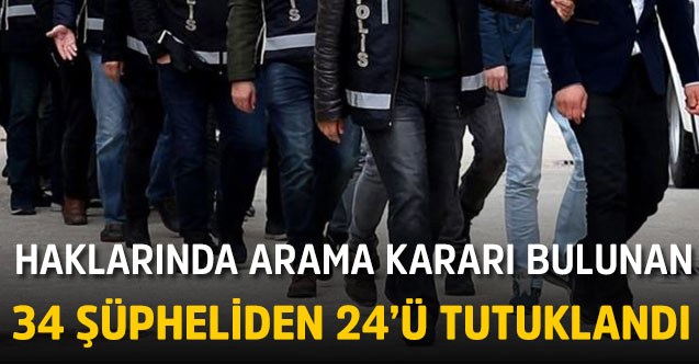 Uşak'ta farklı suçlardan aranan 34 şüpheliden 24'ü tutuklandı