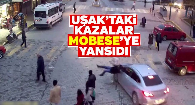 Uşak’ta trafik kazaları mobese kameralarına yansıdı