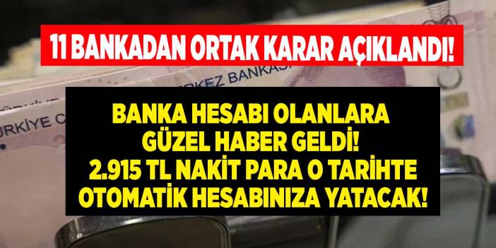 11 bankadan ortak karar! Banka hesabı olanlara güzel haber 2.915 TL nakit para o tarihte otomatik hesabınıza yatacak