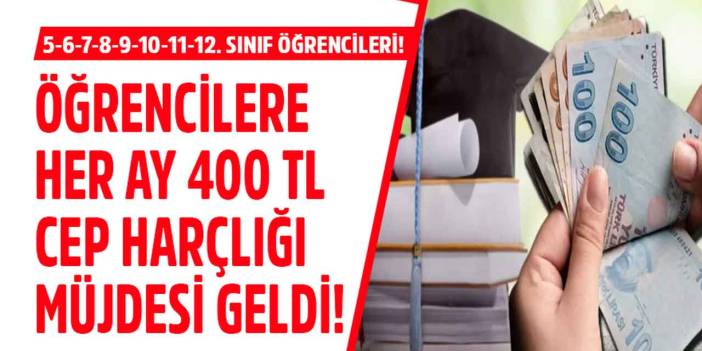 5 6 7 8 9 10 11 12. sınıf öğrencileri müjde! Öğrencilere aylık 400 TL cep harçlığı gibi sosyal yardım dağıtılacak