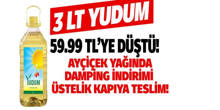Getir'den Ayçiçek yağına DAMPİNG! 3 LT Yudum Ayçiçek yağı fiyatı 59.99 TL'ye düştü kapıya teslim ilk yetişen kapar