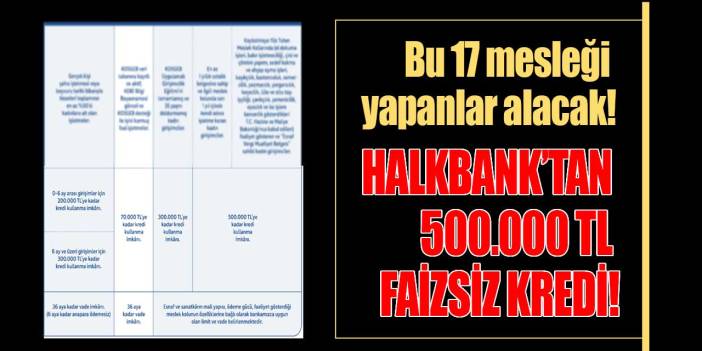 Halkbank FAİZSİZ kredi müjdesi verdi! Bu 17 mesleği yapan kişilere sıfır faizli 500.000 TL destek kredisi