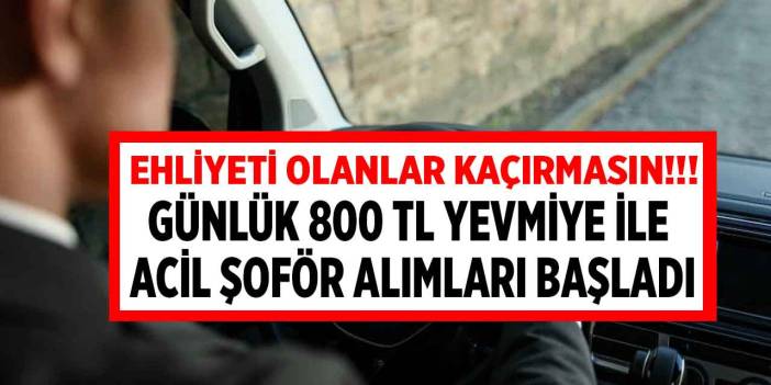Ehliyeti olanlar dikkat 200 kişi alınacak! Günlük 800 TL yevmiye ile acil şoför iş ilanı yayımlandı