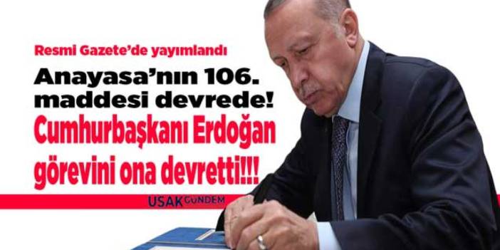 Resmi Gazete'de Cumhurbaşkanı kararı yayımlandı! Erdoğan koltuğunu o isme devretti