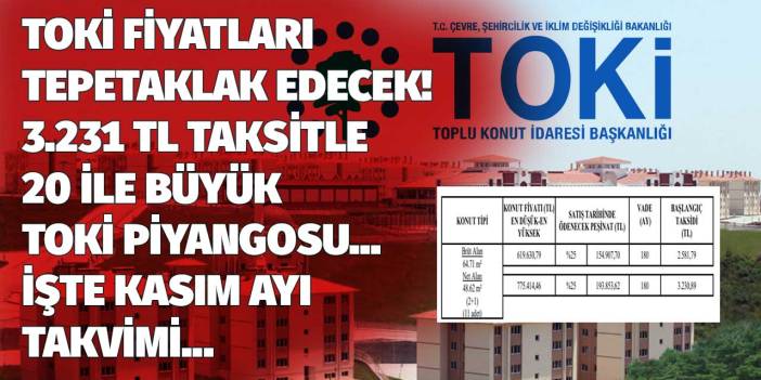 20 ile SÜRPRİZ TOKİ piyangosu! Hiç evi olmayanlara 3.231 TL taksitle Kasım tarihleri açıklandı